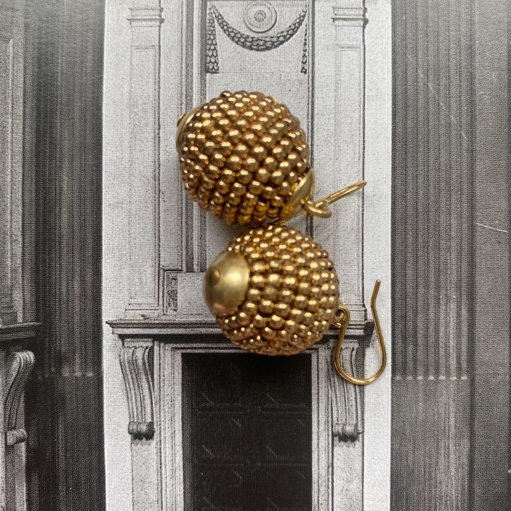 J crew Gold Beaded Ball Earrings
